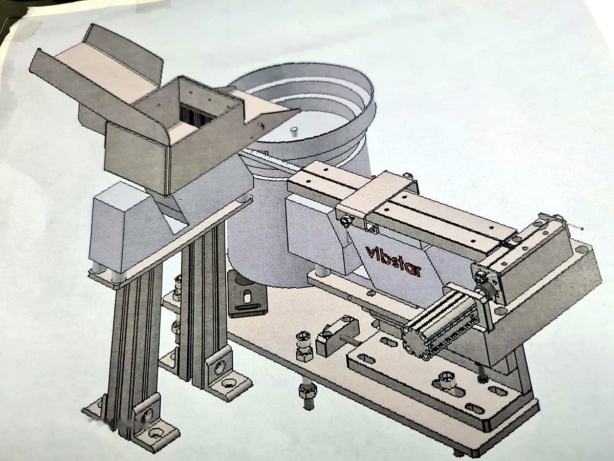 Bunkerli dairesel besleme ve pnömatik ayırıcı ünitesi 3D tasarımı